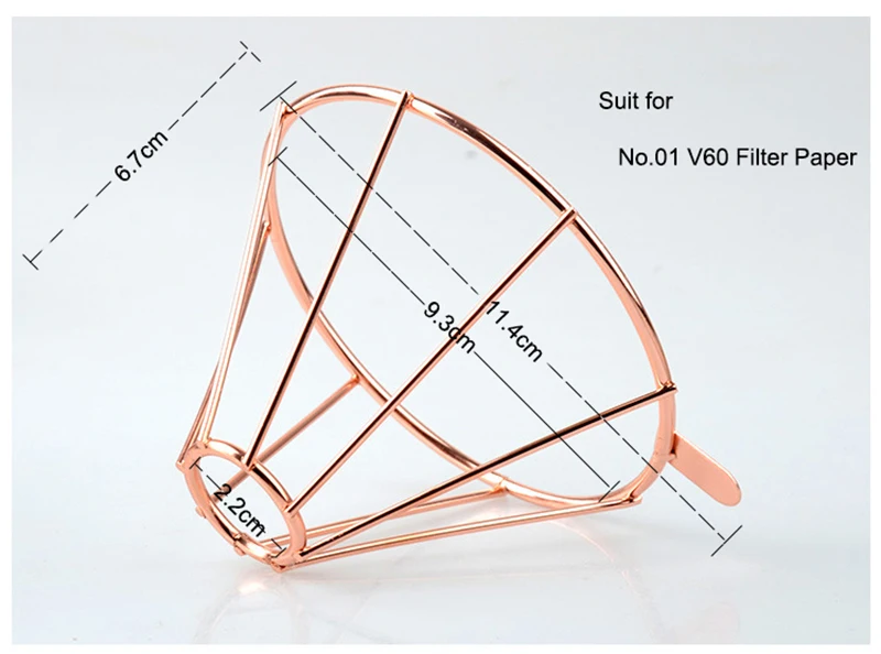 Розовое золото V60 1-4 чашки кофе фильтр Держатель металл медь варить капельного серебра кофе фильтры аксессуары Воронка сетчатый фильтр