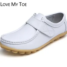 Мода года; сезон весна; Повседневная дышащая женская обувь из натуральной кожи без застежки на плоской подошве; женские лоферы; Chaussure Femme zapatos mujer
