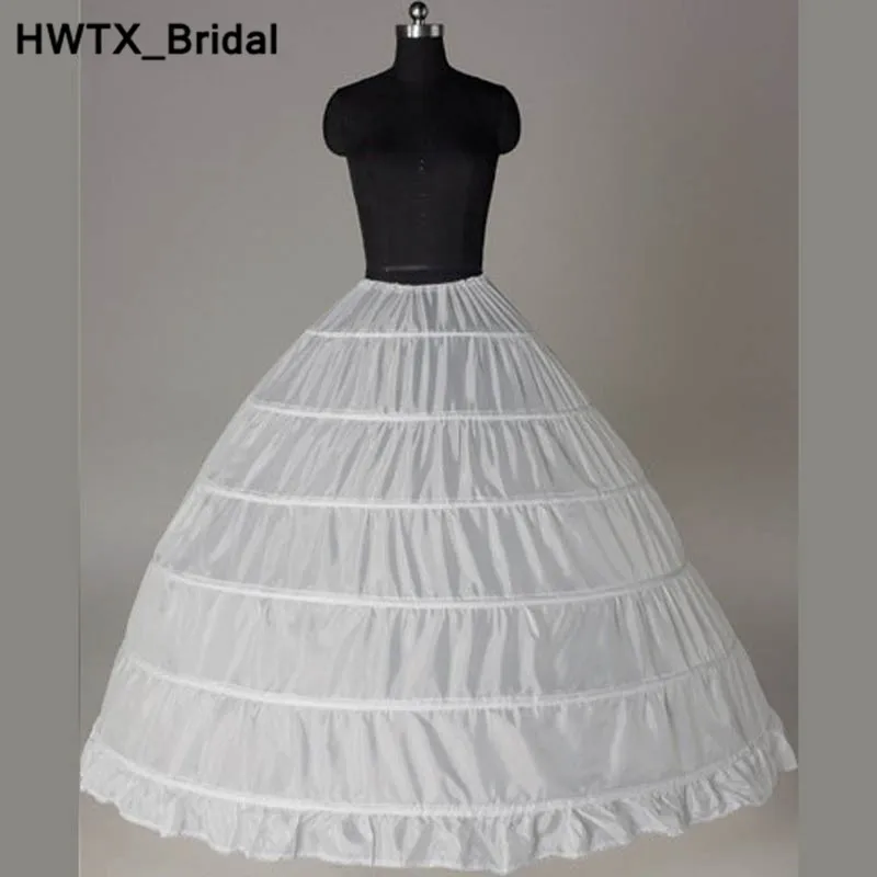 

Long Puffy Ball Gown 6 Hoops Petticoats 2018 Tiered Ruffles Skirt Underskirts Petticoat For Party Wedding Quinceanera Dresses