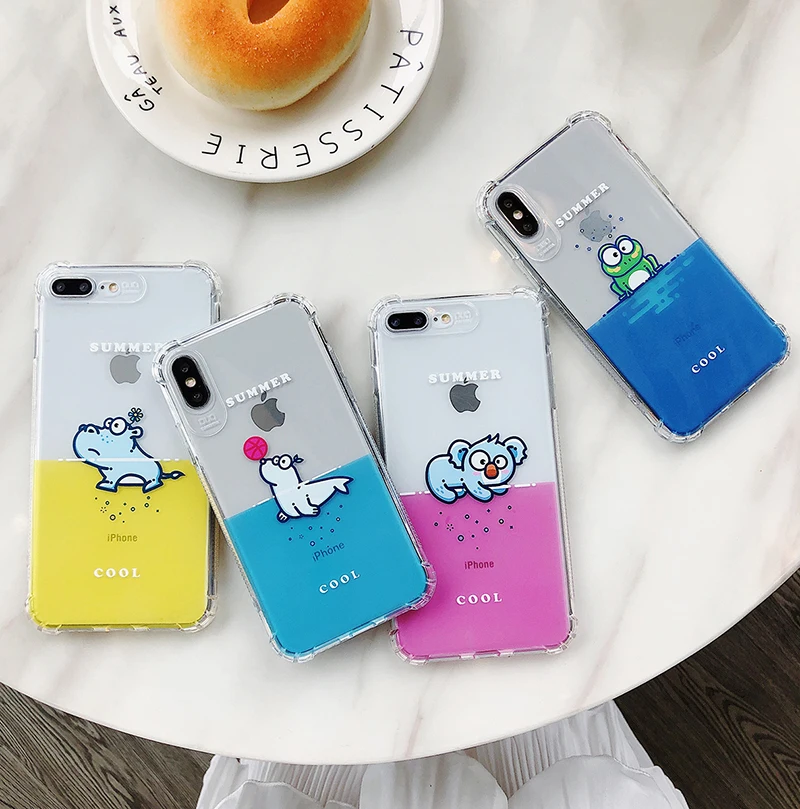 Милый мягкий чехол для телефона Play Ball Dolphin Frog iPhone XS MAX XR X 8 7 Plus 6 6s силиконовый с