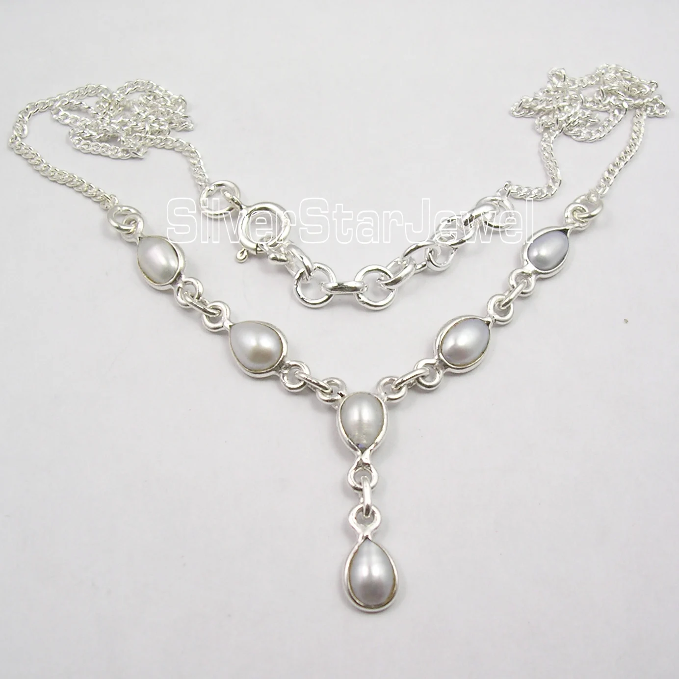 

Chanti International Silver Exclusive FRESH WATER PEARL MODERNISTIC Necklace 18 5/8" NEW