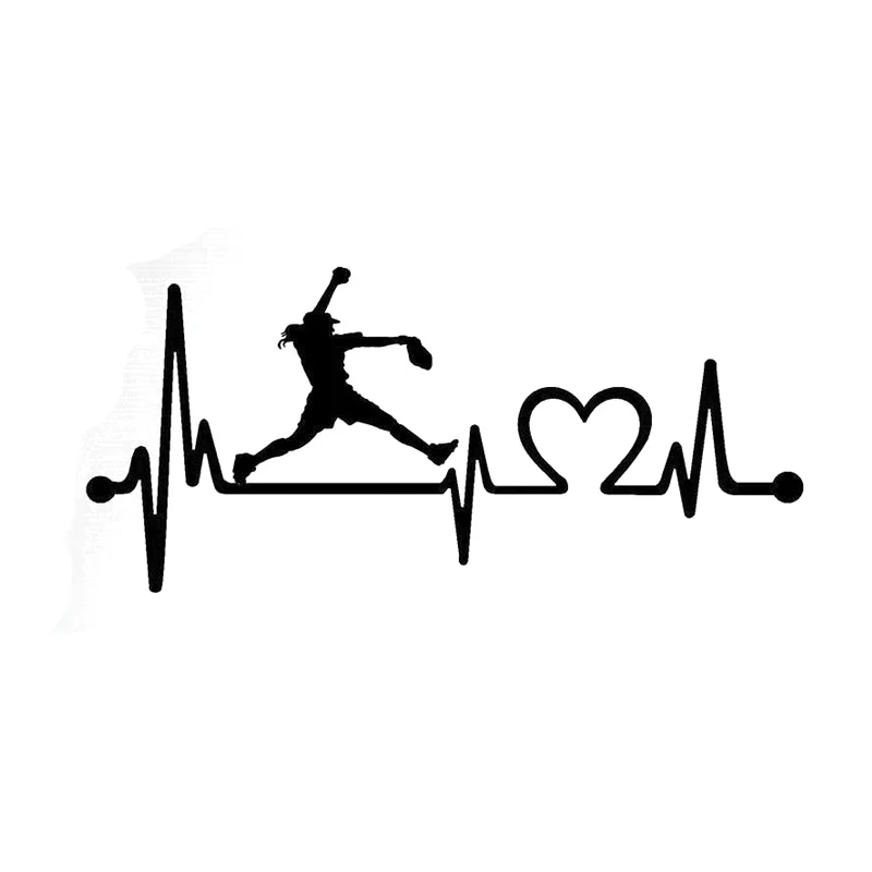 

15CM*6.9CM Interesting Softball Girl Pitching Lifeline Vinyl Decal Car Accessories Car Sticker C1-6010