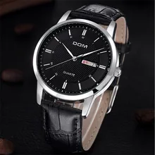 2016 DOM Business Watch Men Casual Leather & Steel Band Mens Watches Top Brand Luxury Quartz Watch Wristwatch Relogio Masculino