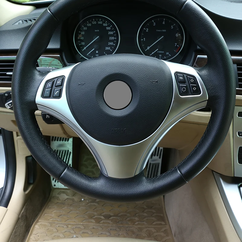 

For BMW E90 3 Series 2005-2012 For BMW E87 1 Series 2004-2011Car Accessories ABS Car Steering Wheel Button Decoration Frame Trim