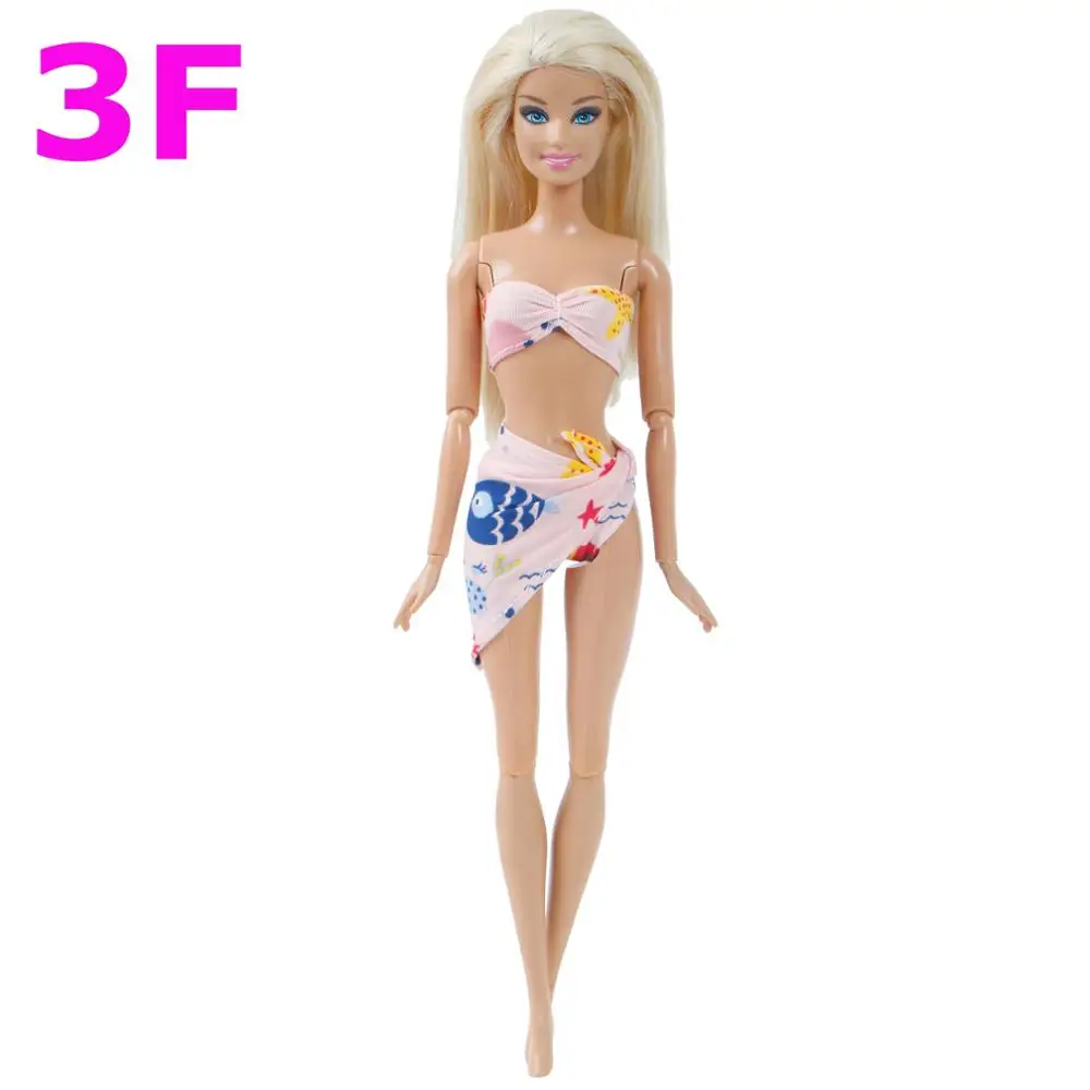 Модный смешанный Стильный Купальник, летний купальник, пляжный купальный комплект бикини, аксессуары для одежды, Одежда для куклы Барби, игрушки DIY - Цвет: NO.3F