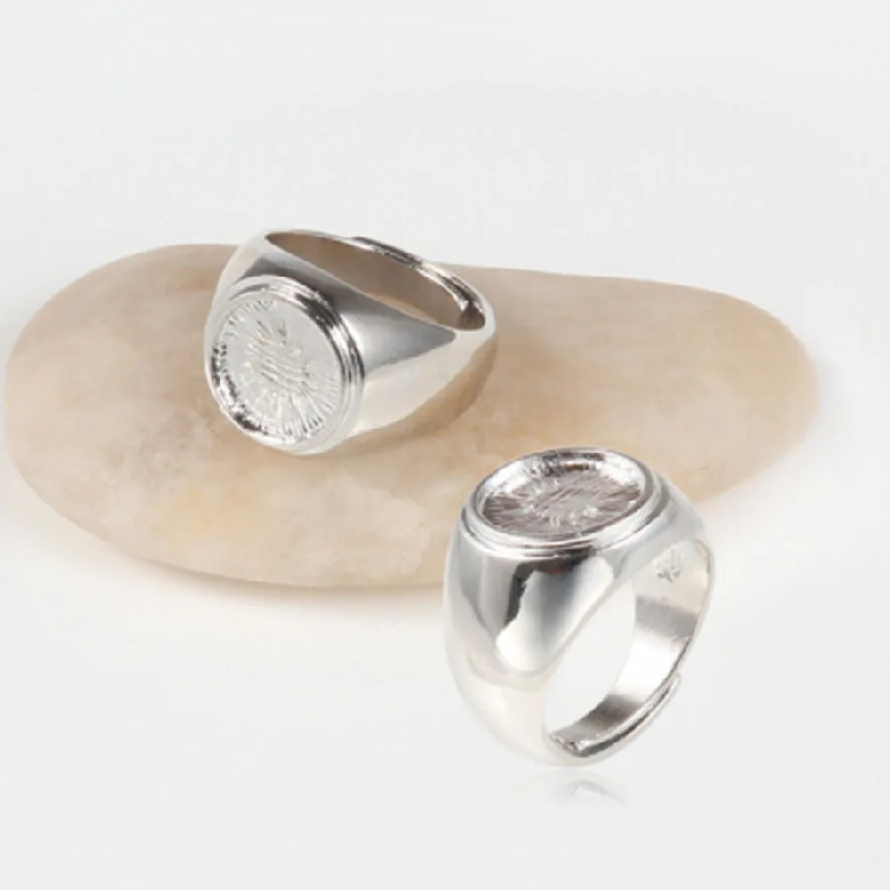 ZHEFANKU Rings Round Royal Alloy Ring Women Adjustablein Rings from