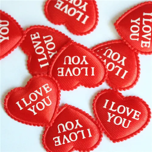 

MENGXIANG 100pcs DIYFabric red Heart I Love you Wedding Party birthday Confetti Decoration 3cmx2.5cm