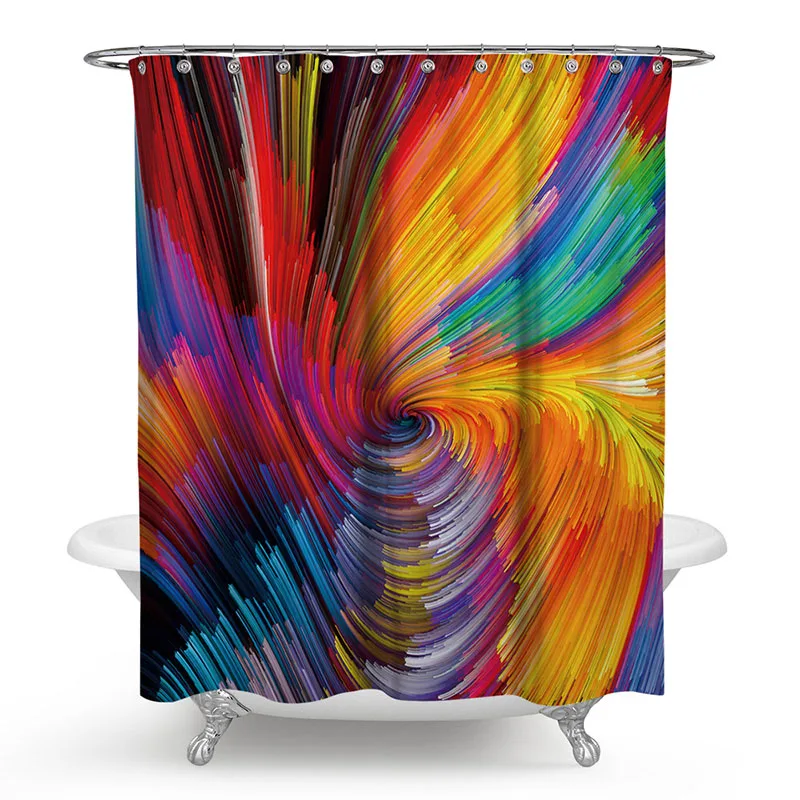

Polyester Shower Curtain 3D Painted Colorful Pattern Shower Curtain Bath Screens Bath Scenery Waterproof Bathroom Curtain