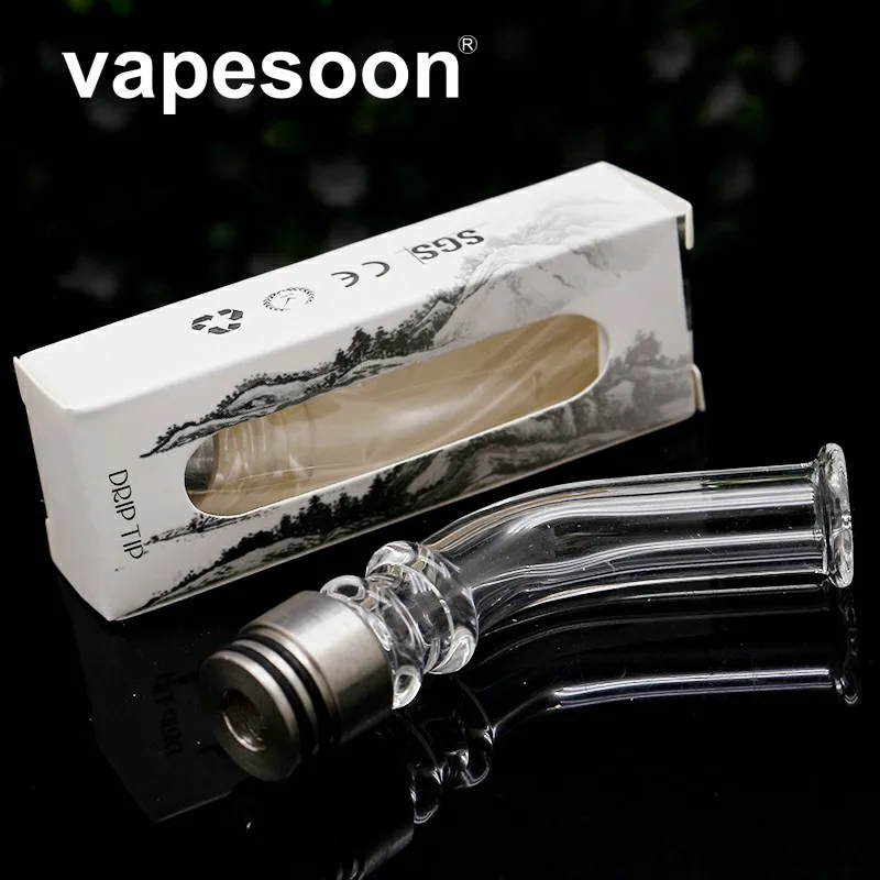 

VapeSoon 510 / 810 Long Glass Drip Tip pipe mouthpiece Clear Color