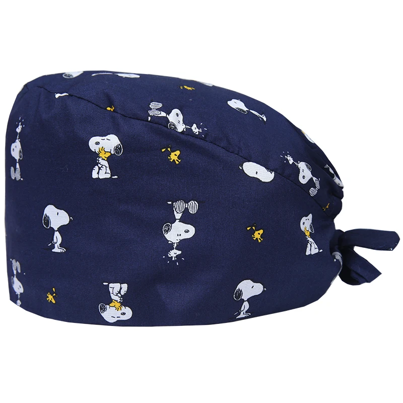 

Cartoon Veterinary Surgical Cap Medical Caps Work Hats Nursing Ground Cap Tieback Straps Sweatband Adjustable Dental Clinic Hats