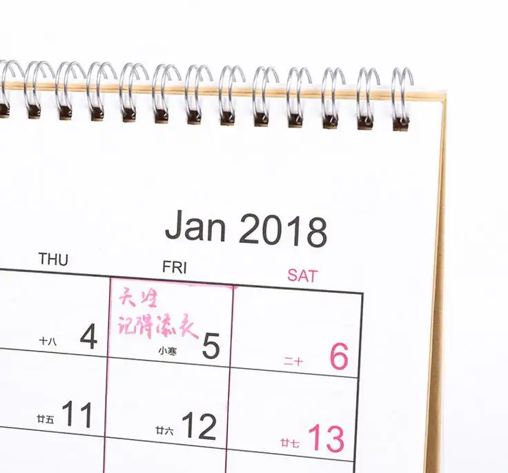2018 table calendar basic coil spiral muji style desk calendar daily