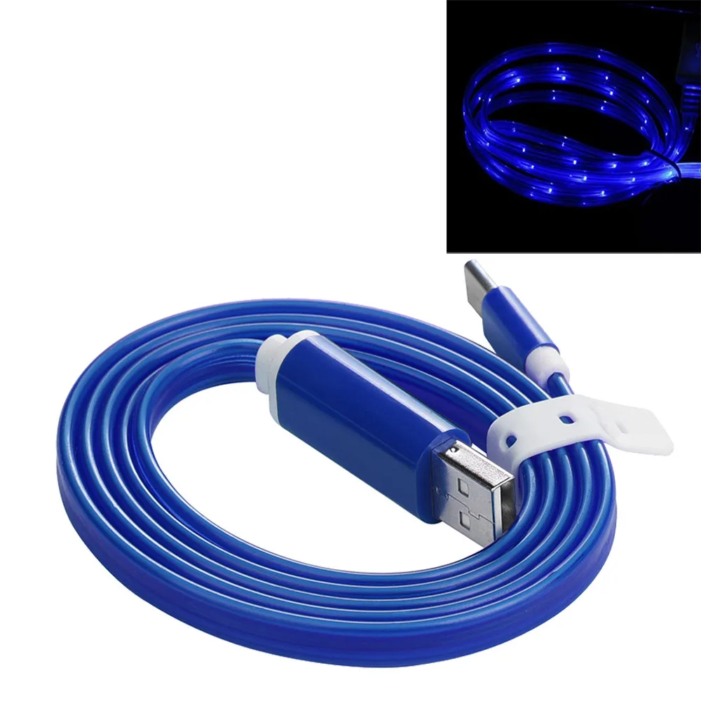 Светодиодный фонарь с эффектом воды USB-C USB 3,1 C Тип плоский модный кабель для быстрой зарядки для samsung Galaxy S8# Zer
