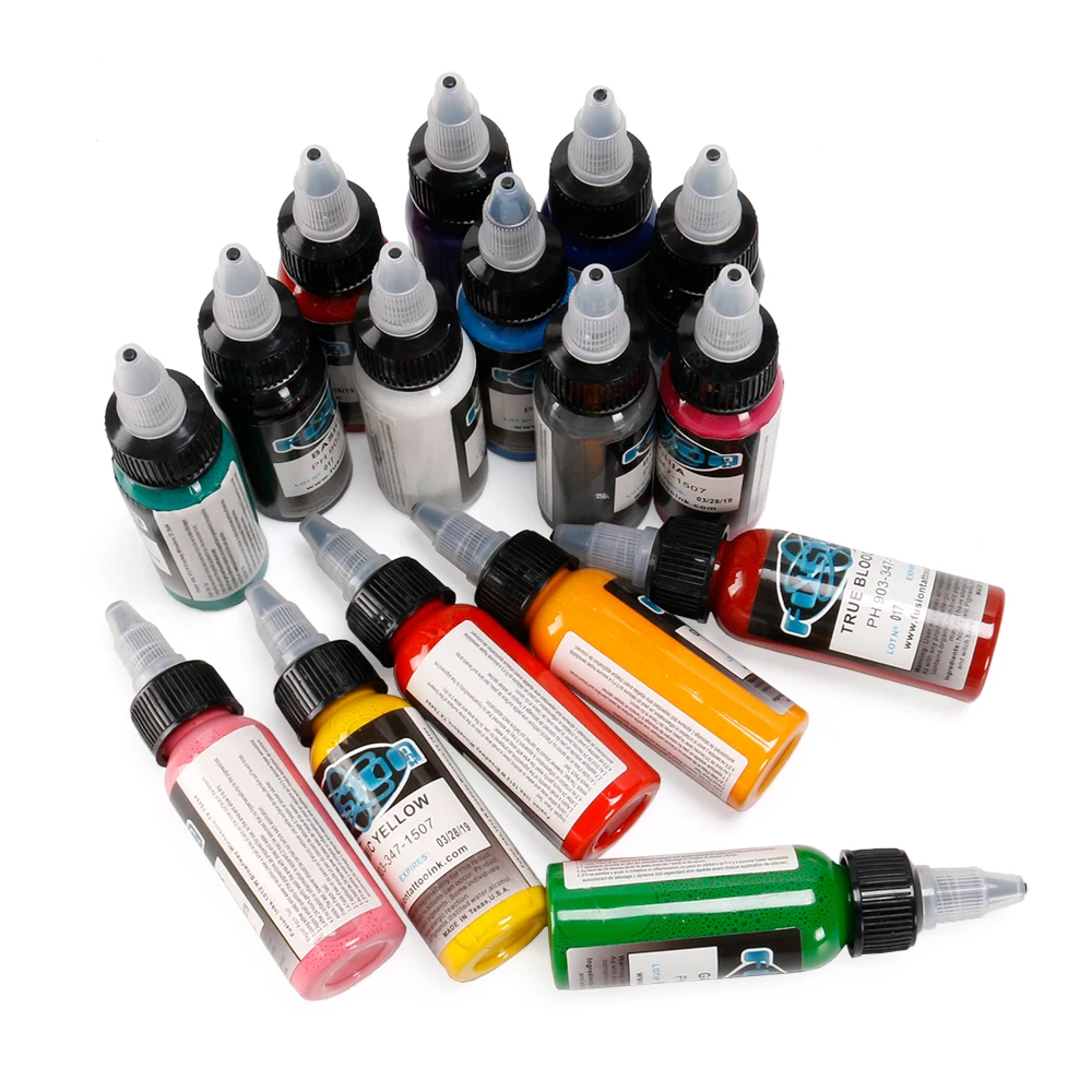 Tinta de Tatuagem Beleza da Pele Arte do Corpo Kit de Pintura de Tatuagem para 3d Alta Qualidade Fusão Cores Conjunto 1 Oz. 30 ml - Garrafa Maquiagem 25 7 High Quality Beleza e saúde