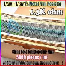 НОВЫЙ 5000 шт. 1.3 К ом 1/6 Вт & 1/8 Вт 1.3KR Металл Резистор 1.3 ком 0.25 Вт 1% ROHS