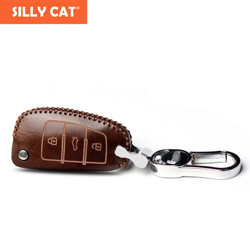 

Genuine Leather Car Key Cover Case For Audi A6 A4 Q3 Q5 Q7 A1 A3 A7 A8 Handmade Key fob Cover case Bag