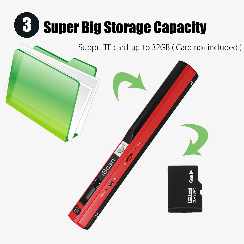 Handhold Document Scanner JPGPDF Format Document Image Iscan Scanner with LCD Display Max A4 IDS001 7