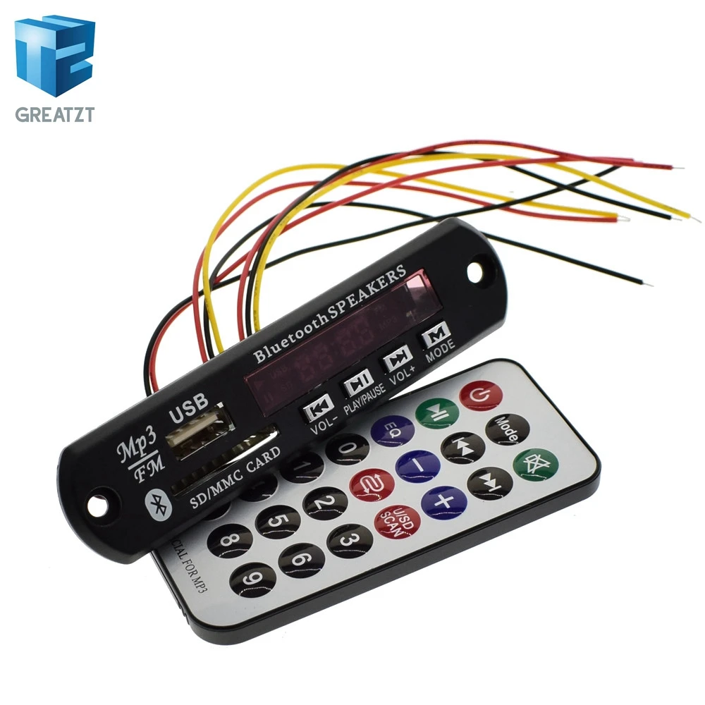 

GREATZT Newest Arrival 1pcs Wireless Bluetooth 12V MP3 WMA Decoder Board Audio Module USB TF Radio For Car accessories
