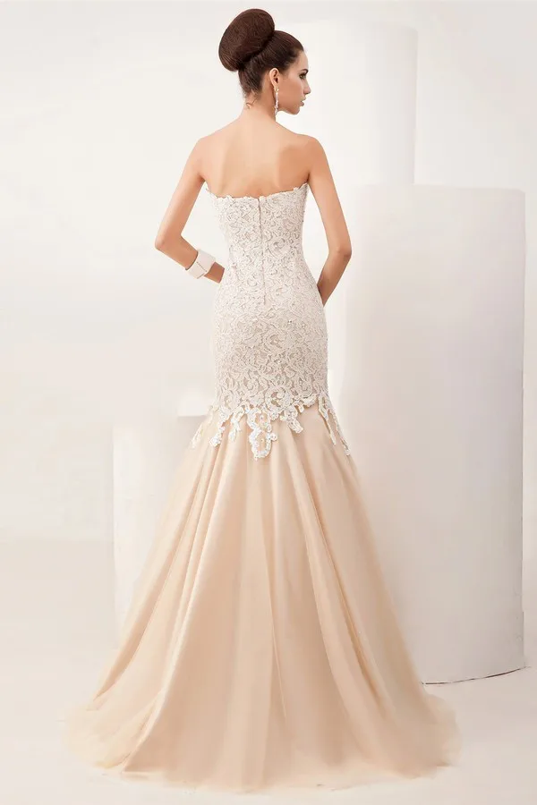 Strapless Lace Mermaid Champagne Colour Wedding Dress Chiffon Strapless Lace Mermaid Champagne Colour Wedding Dress Chiffon Simple Vestido De Noiva Fashion 2017 Bridal Gowns Hw787 In Dresses From Weddings
