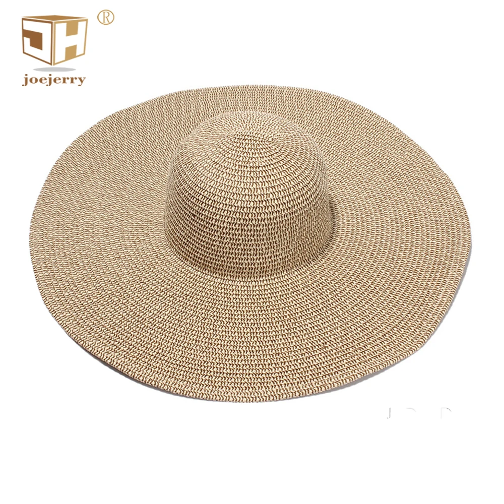 

JOEJERRY Summer Wide Brim Floppy Foldable Straw Sun Hat UV Sun Hat Big Woman Beach Hat UPF50