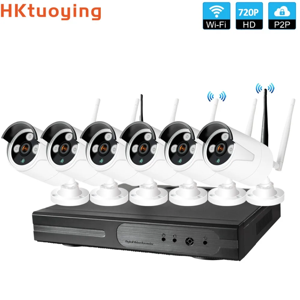 

Plug and Play 6CH 1080P HD Wireless NVR Kit P2P 720P Indoor Outdoor IR Night Vision Security 1.0MP IP Camera WIFI CCTV System