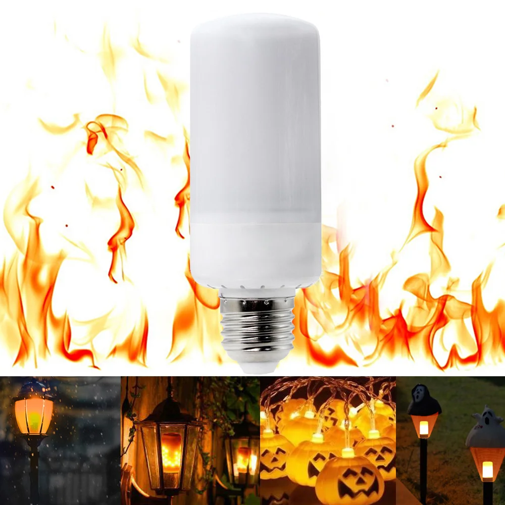 YWXLight E27 E26 огнеупорные лампочки 3528 LED 3 режима 7 Вт креативные огни Мерцающая