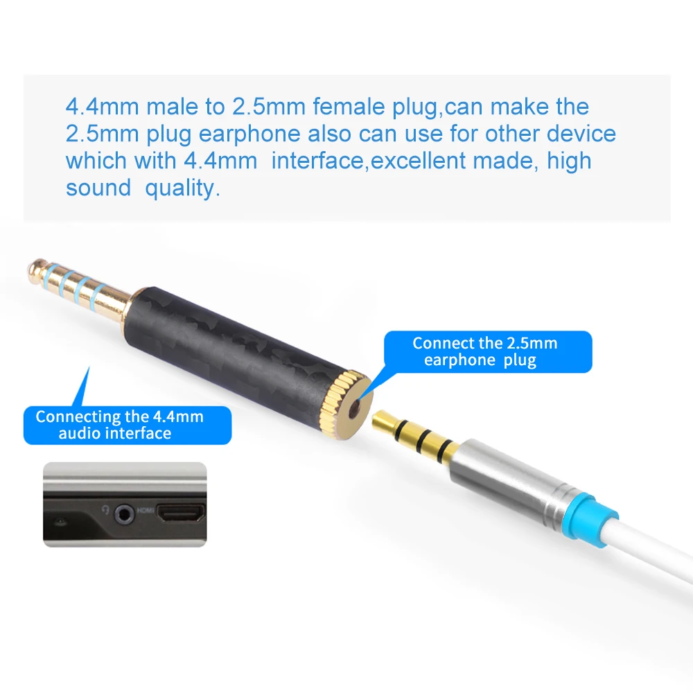 OKCSC разъем для наушников 4,4 мм/3,5 мм/2,5 мм Мужской адаптер для 2,5 мм/3,5 мм Женский Сбалансированный углеродного волокна для наушников DIY аксессуар для SONY