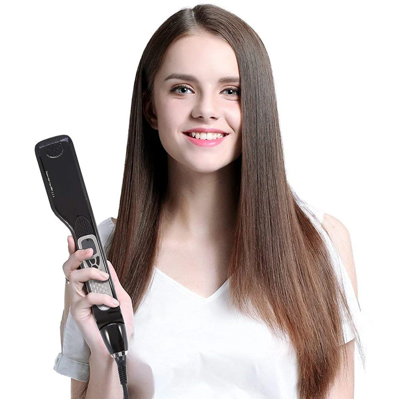 

New Steam Hair Straightener Brushes Flat Iron Ceramic Tourmaline Professional Hair Iron Comb Spray Straightening