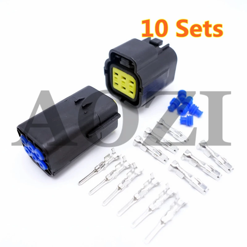 

10 Sets AMP Connector Plugs Kits Male Female Auto Connector 6 Pin Way Car Part New Best Price