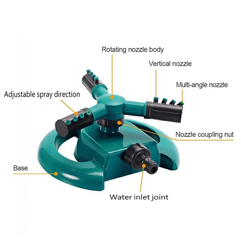 AIEOE садовый дождевальный аппарат 360 градусов Автоматическая вращающаяся система для полива разбрызгиватель 3 Инжекторная труба шланг