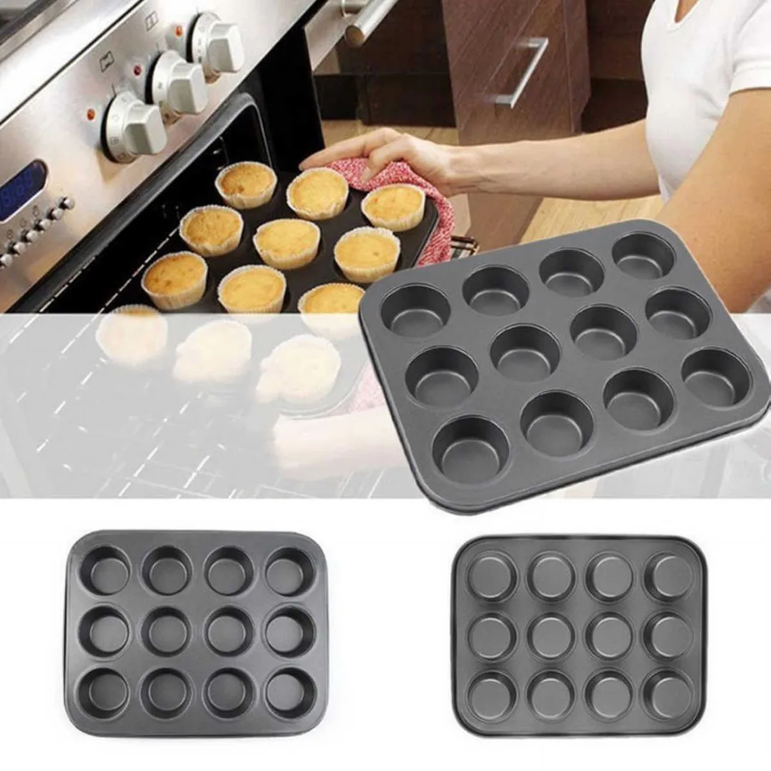 Nonstick Metal 12 Cups Muffin Cupcake Cake Bakeware Pan Tray Tin Mould Mold