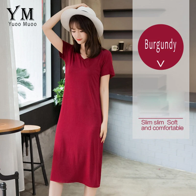 YuooMuoo высокое качество женское летнее платье свободное мягкое модальное Повседневное платье миди размера плюс базовое черное платье-рубашка vestido verano