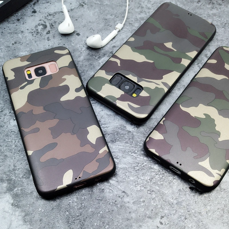 

fashion Camo soft phone cover case for Samsung Galaxy s10 S9 s8 plus s10e note 8 9 Luxury leather silicone Army Green cover capa