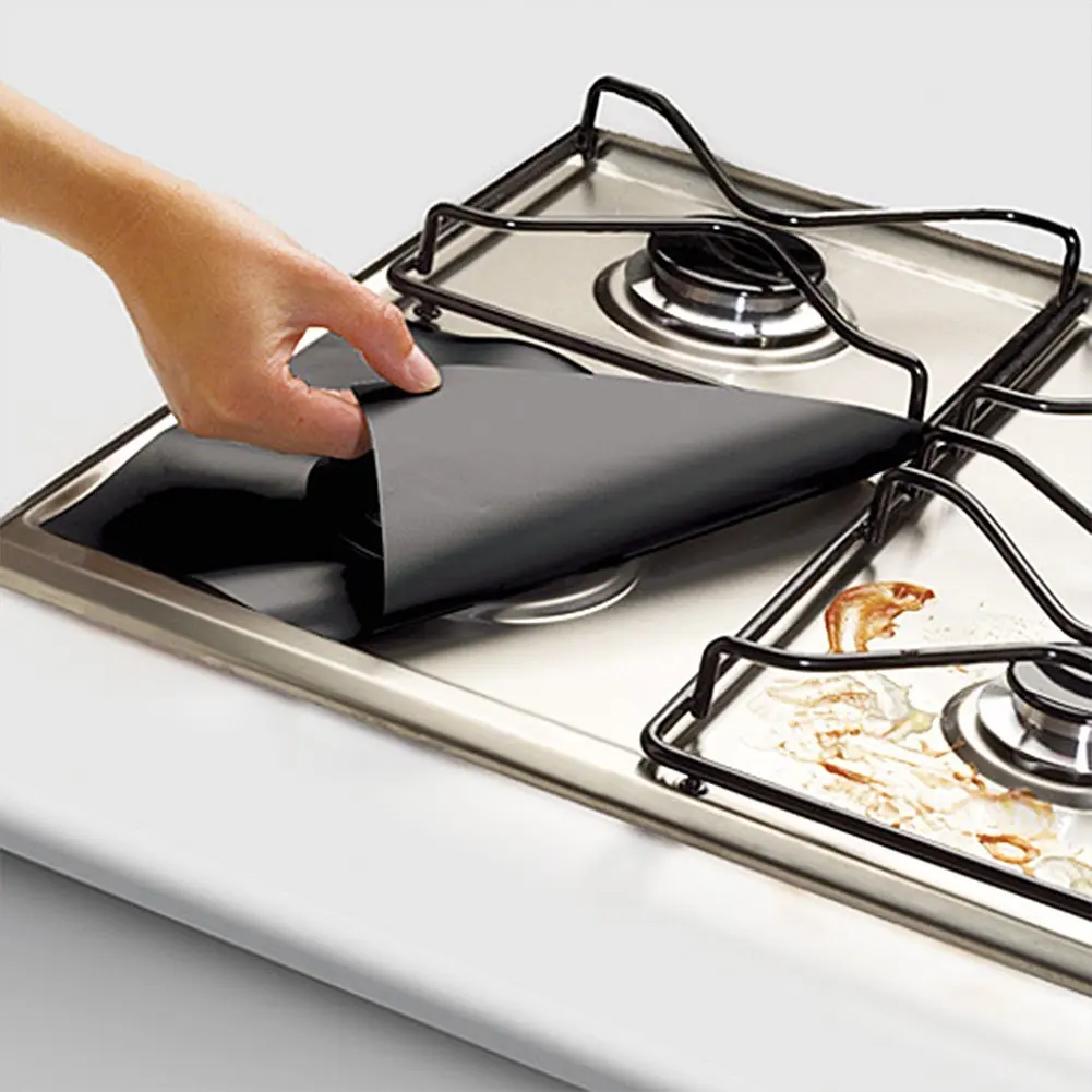 

4pcs/set fiber cloth Gas Stove Cooker Protectors Cover/Liner Clean Mat Gas Burner Covers Stovetop Protector Kitchen Accessories