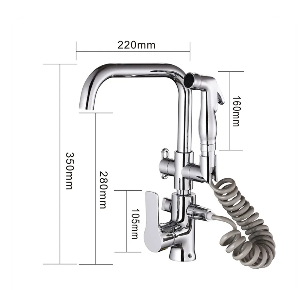 Pull out Side Sprayer Dual Spout Single Handle Mixer  Hot And Cold Deck Mounted  Kitchen Faucets Sink Faucet 360 Rotation Taps4