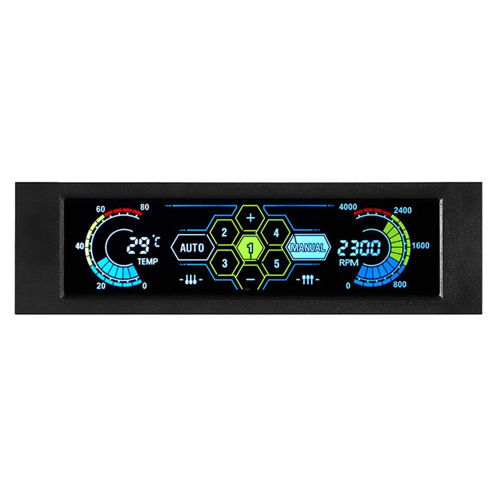 

LIXF-STW Fan Controller LCD Touch Screen Plastic 5.25 Inch Bay Front 5 Fan Speed Computer Cooling