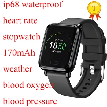 

Smart watch ip68 waterproof heart rate blood pressure/oxygen monitor support stopwatch weather 170mah long standby smartwatch