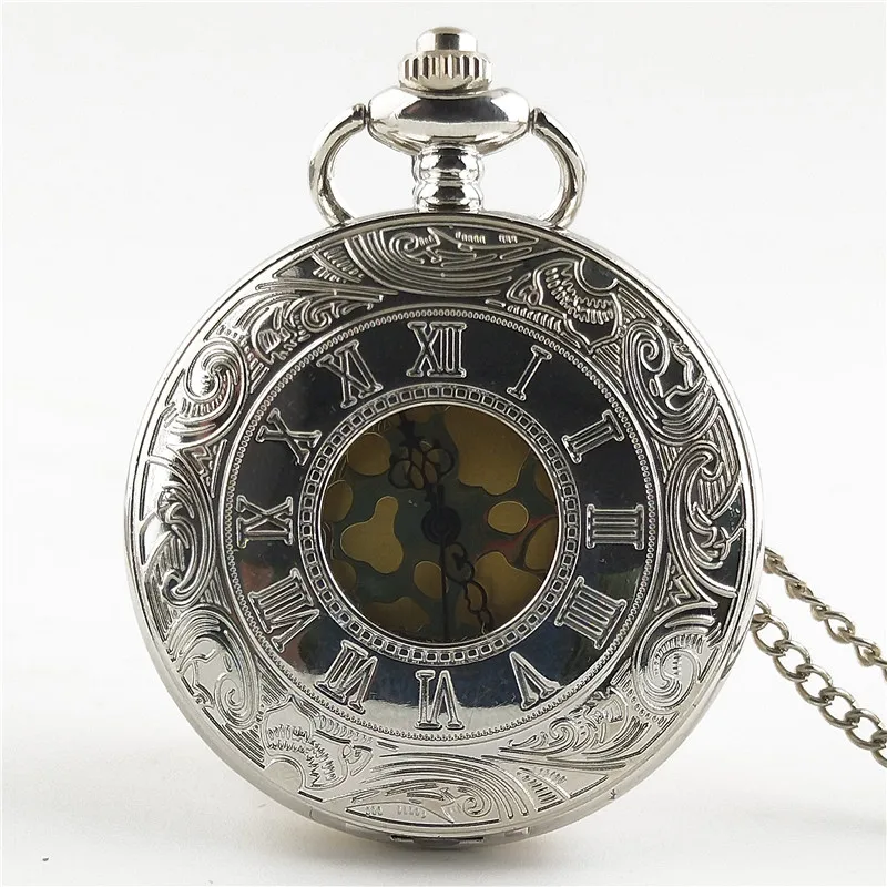 

New Bronze Silver Black Antique Copper Steampunk Hollow Bronze Gear Roman Pocket Watch Men's And Women's Pocket Watches For Gift