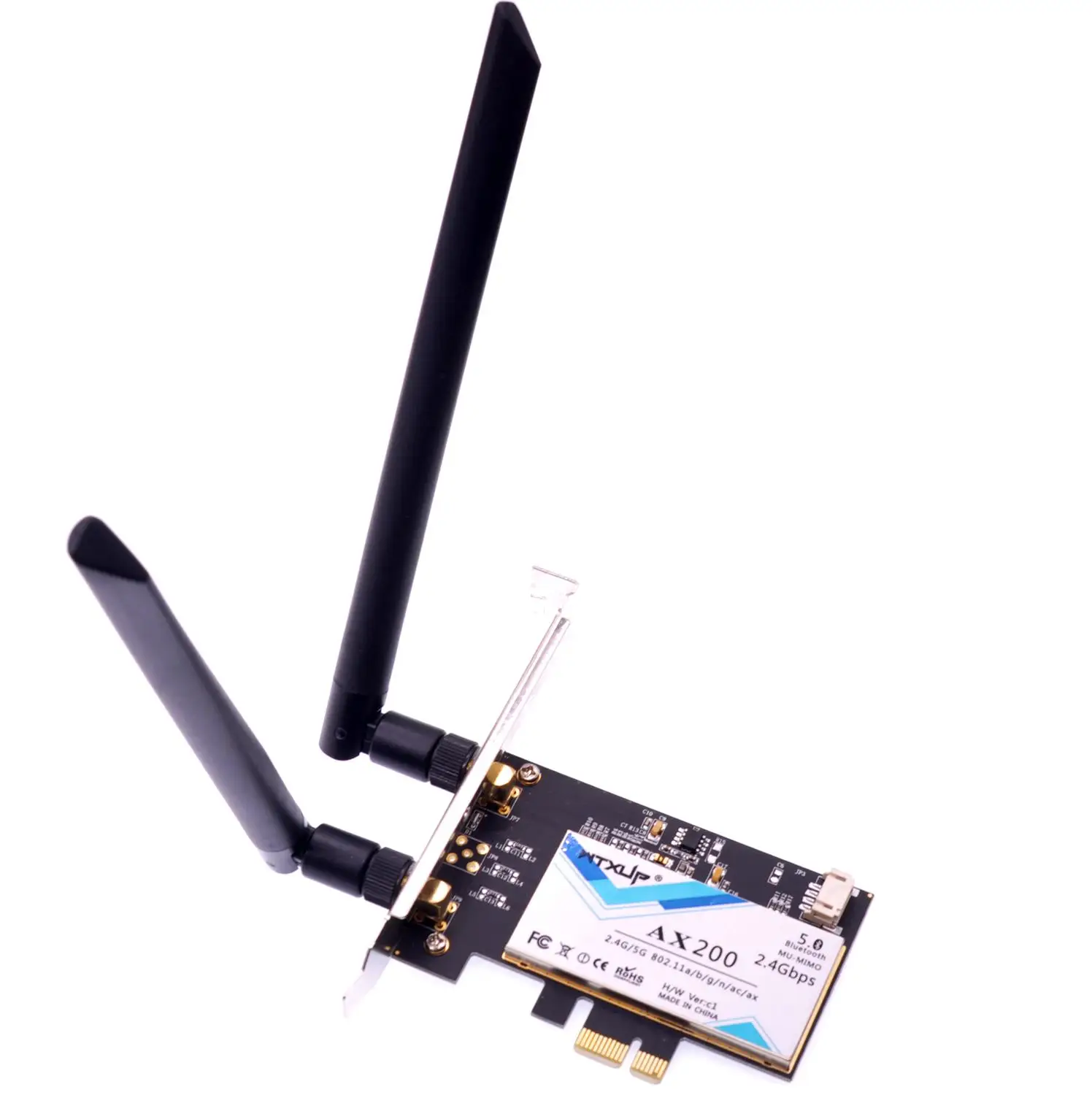 

AX200NGW 802.11ax 2.4Gbps Desktop Wireless WLAN PCI-e WiFi Adapter Bluetooth 5.0 with 2 x 8dBi Antenna for Intel Wi-Fi 6 AX200