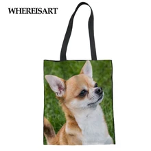 WHEREISART собака породы чихуахуа сумки на плечо Экологичная сумка для покупок сумка сумки через плечо Сумочки Повседневная сумка для женщин