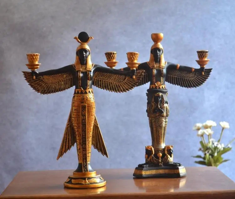 Ручная роспись Золотая Смола Isis Статуэтка Древняя египетская богиня модель классическое украшение смолы статуэтки ремесло винный шкаф статуя