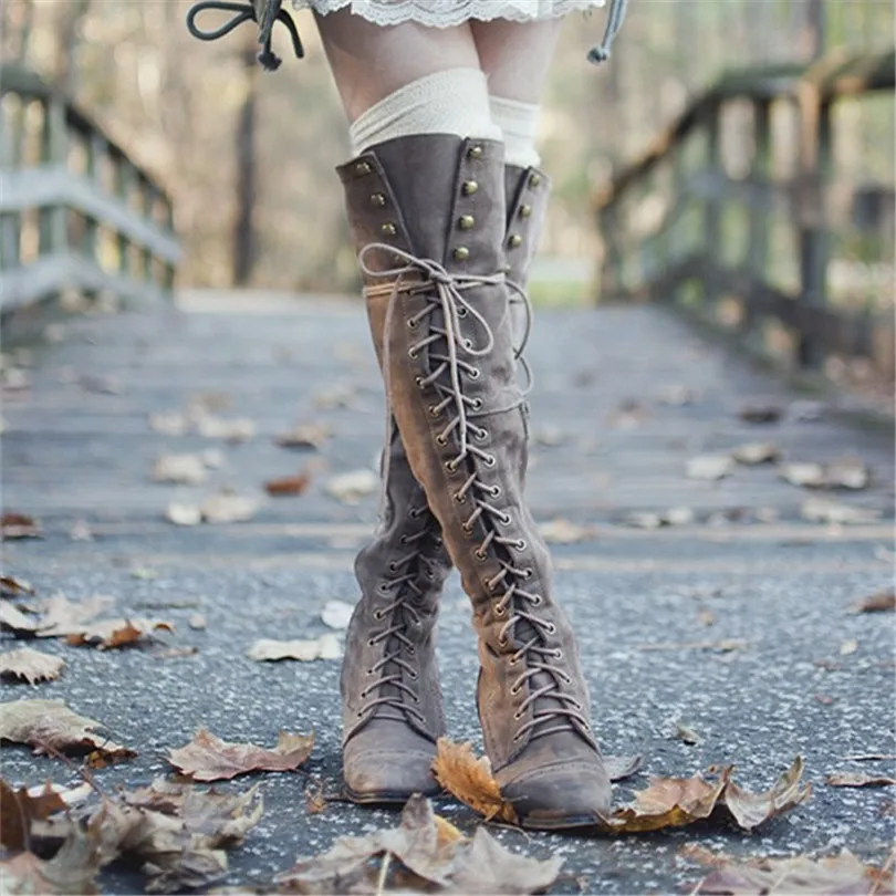 

2017 Spring Autumn Fashion Women Cross Strap Zipper Shoes Solid Round Toe Square Heel Medium Heels Keen-High Women Shoes Boots