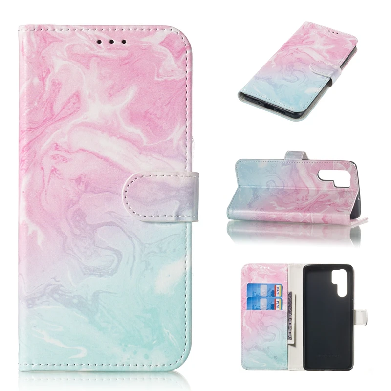 

Marble Leather Wallet Case For Huawei P30 Pro Samsung S10 S10e J4 J6 plus A7 A9 2018 Honor 10 Lite Stone Flower Butterfly 1pcs