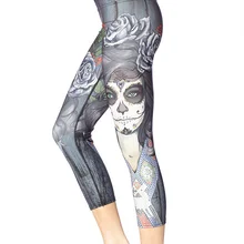 Для женщин зомби леди удильщика Фитнес упражнения Леггинсы для женщин быстрое высыхание до середины икры энергии Брюки для девочек Мотобрюки женская одежда