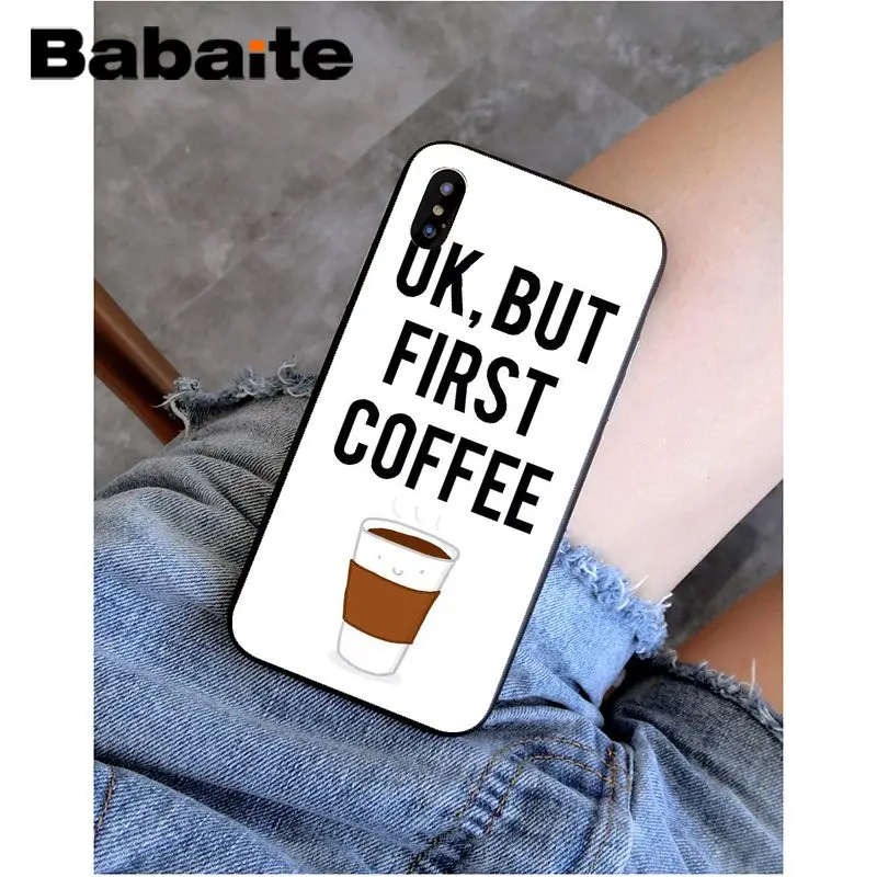 Babaite Ok Но сперва кофе бант с узором Оболочка Чехол для телефона iPhone 5 5Sx 6 7 7 plus 8 8 Plus X XS MAX XR - Цвет: A13