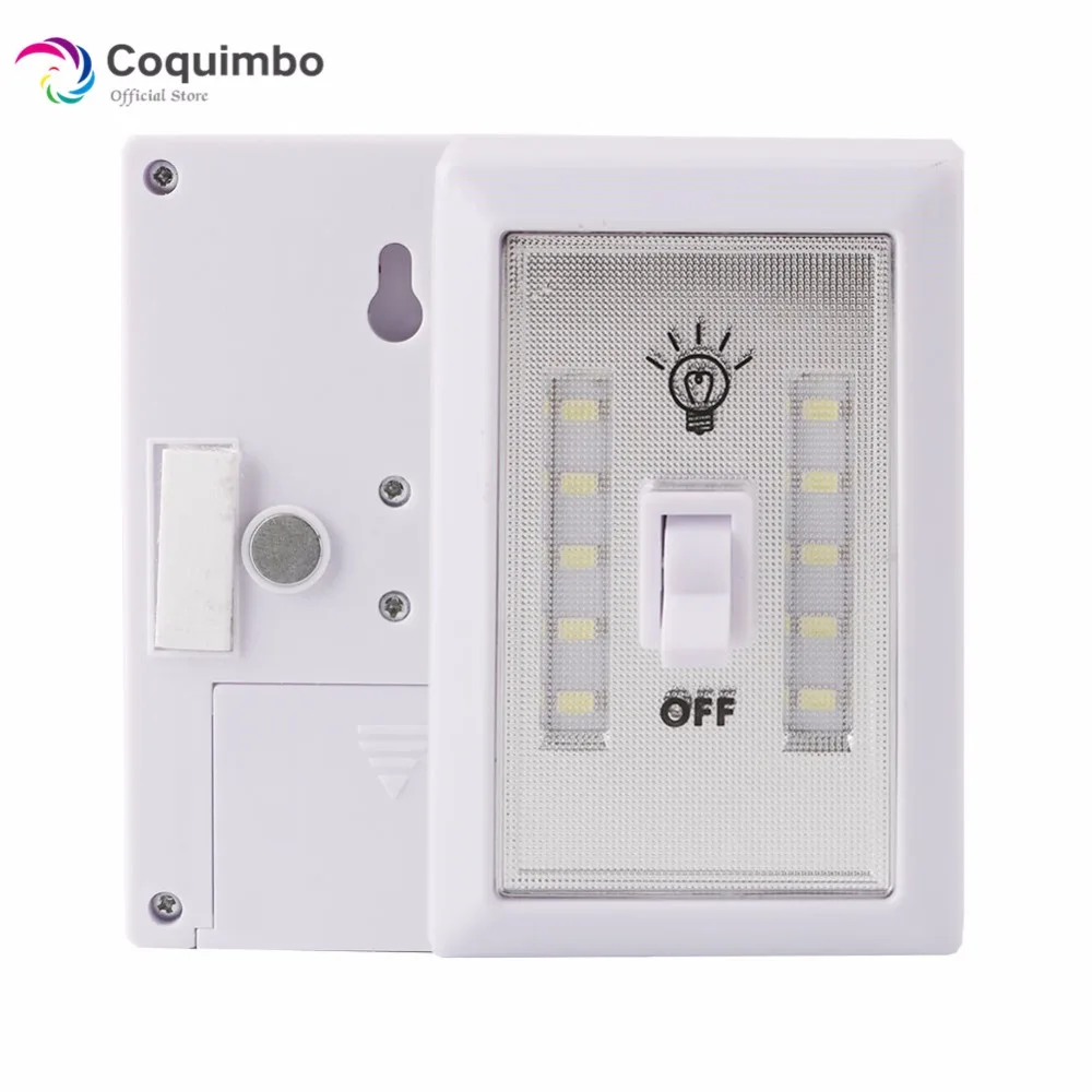 Батарейный COB светодиодный ночник для шкафа Аккумуляторный магнит 10 * SMD