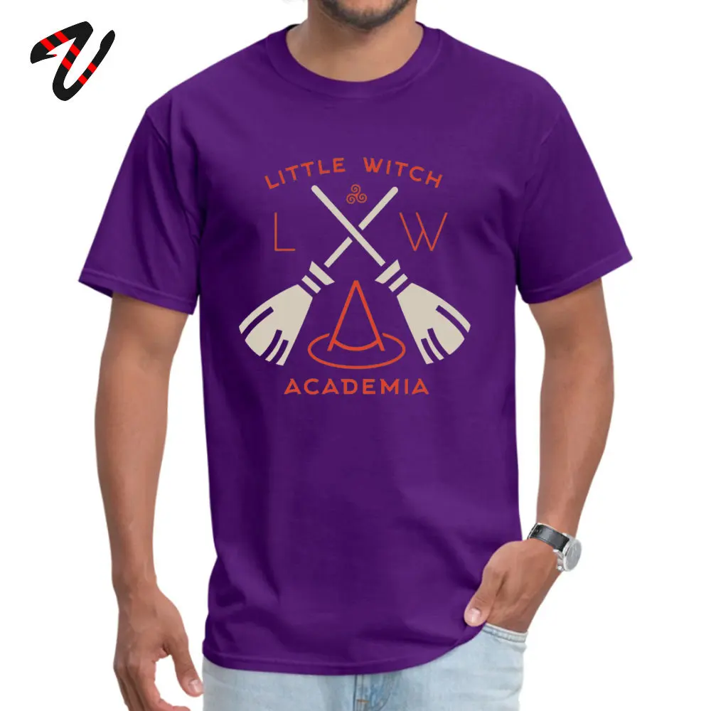 Coupons Student T Shirt Little Witch Academia Normal Tops & Tees 100% Cotton Short Sleeve Simple Style Tee Shirts Round Neck Little Witch Academia -20216 purple