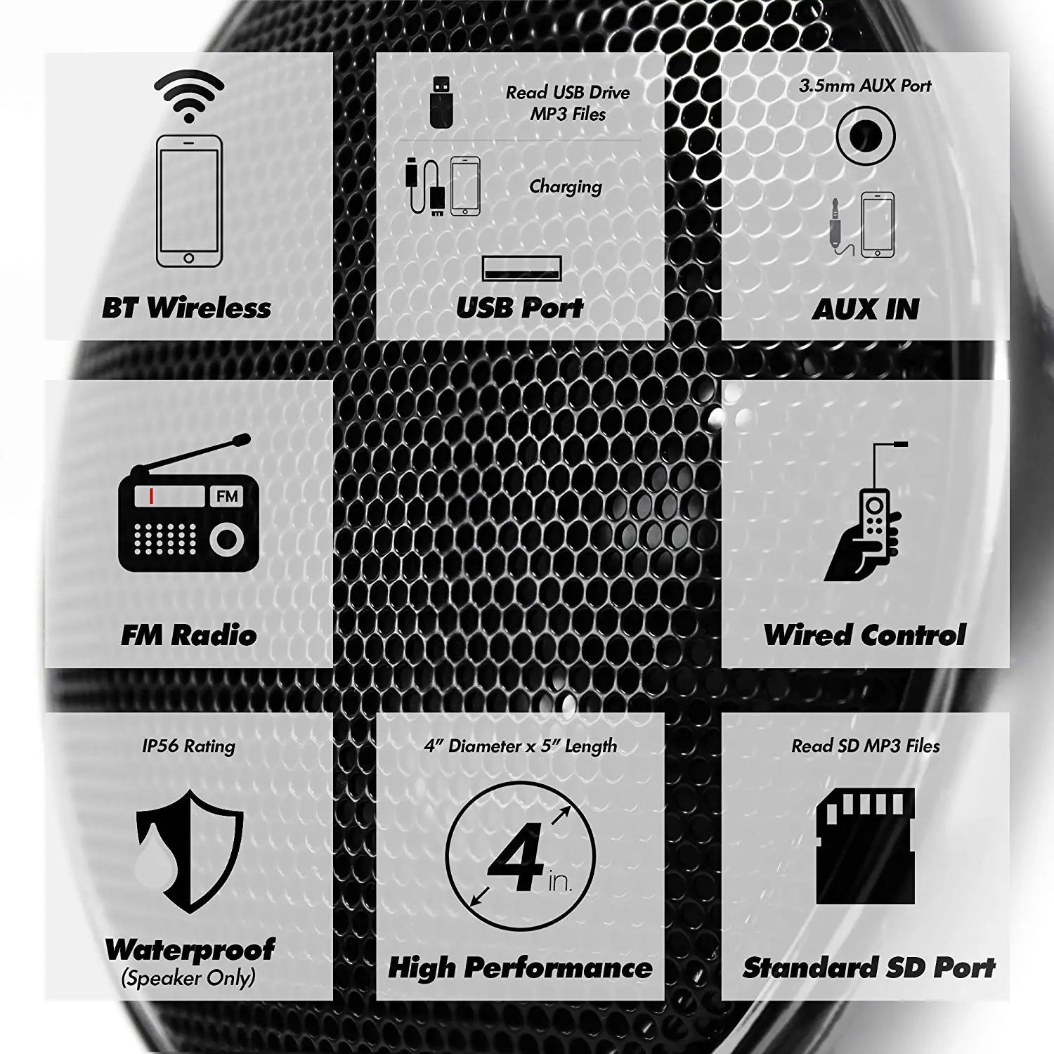 Aileap 1000W мотоцикл аудио 4 канальный усилитель колонки Системы, Поддержка, Bluetooth, AUX, FM радио, sd-карта, USB Стик(хром