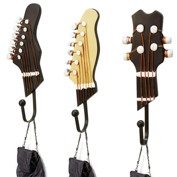 

3pcs/set 3 Hooks Vintage Resin Music Guitar Stainless Steel Chrome Robe Hooks Wall Hanger Brand Bathroom Wall Hanger