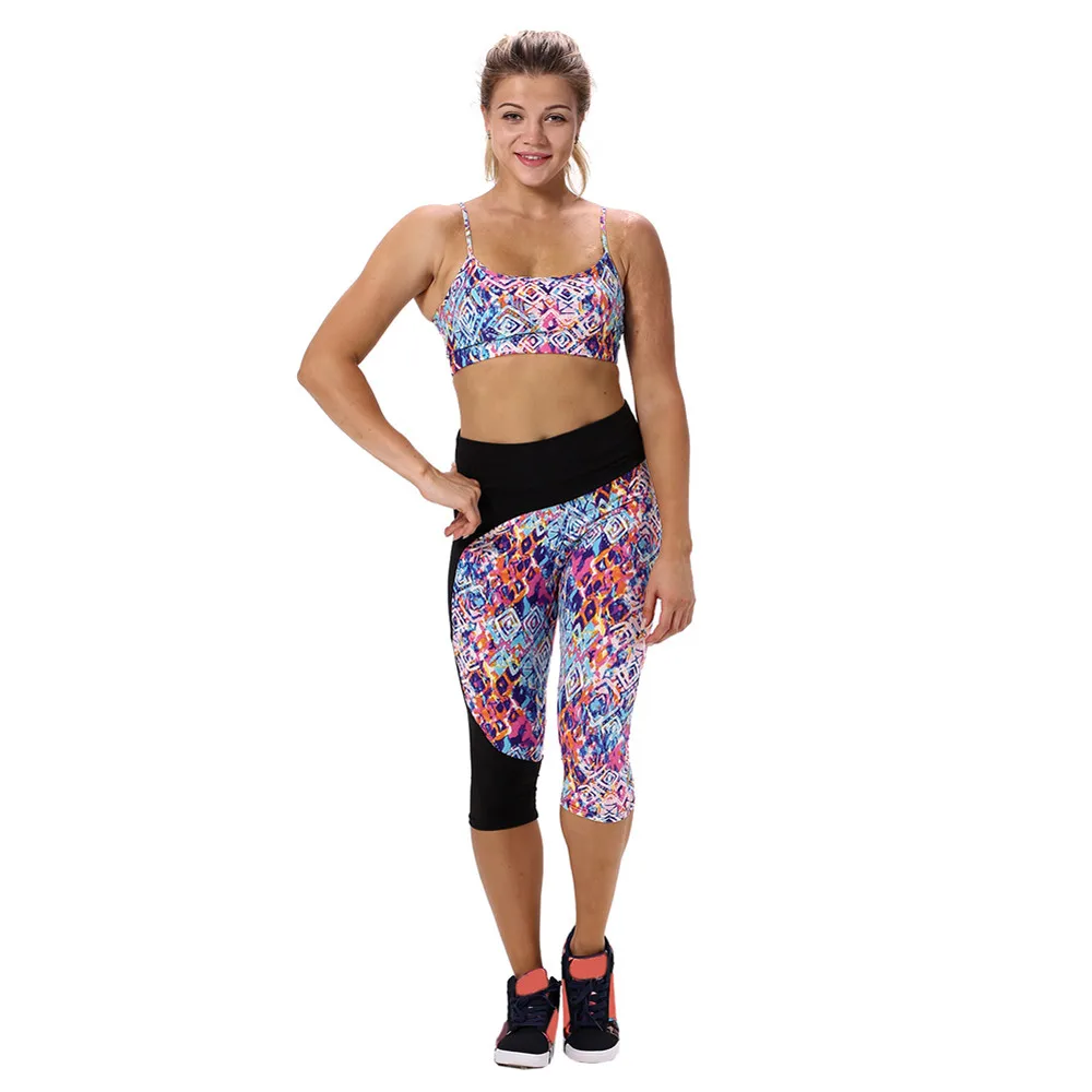 

Women Running Elastic Pants Fitness Trouser High Waist Fitness Yoga Sport Pants Printed Stretch Cropped Leggings