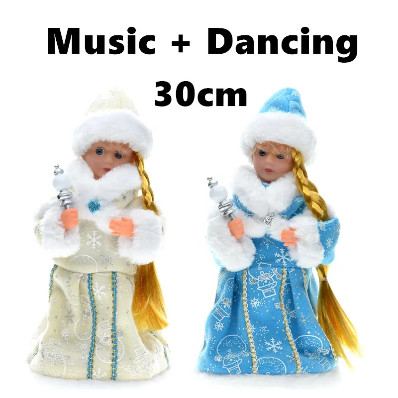 Beste 30 cm Nieuwe Jaar Kerst Ornamenten Elektrische Kerstman Muzikale Dansen Pluche Poppen Speelgoed Geschenken Voor Kind Home Decoraties Ambachten